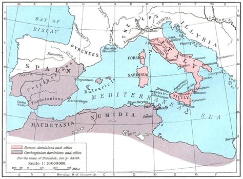 Rome And Carthage At Beginning Of 2nd Punic War 218 Bc 1956 Old Vintage Map