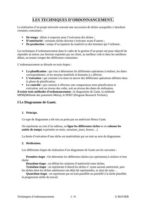 Pdf Les Techniques Dordonnancement Aide Et Pdf Fileles