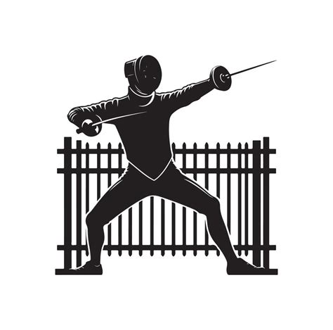 Fencing Sport Silhouette Side View Fencer Illustration