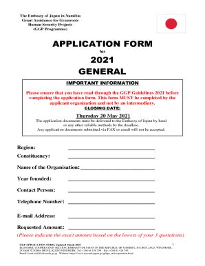 Fillable Online Application Form For Japan S Grant Assistance For Grass