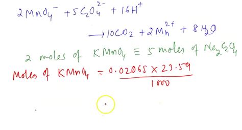 Solved Inthe Standardization Of Kmno4 Experiment The Average Molarity Was Detemned Be 002065