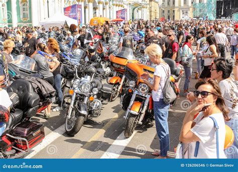 A Huge Crowd Of People And Motorcycles Editorial Photo Image Of