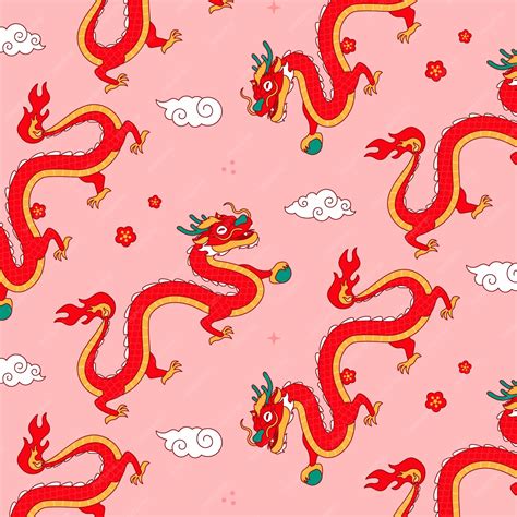 Premium Vector | Hand drawn chinese dragon pattern