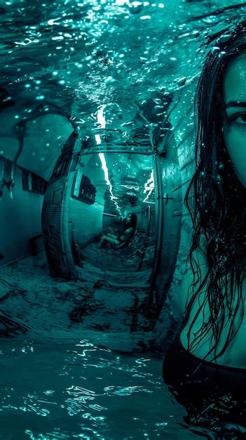 There Is A Woman In A Black Bikini In The Water Generative Ai Premium