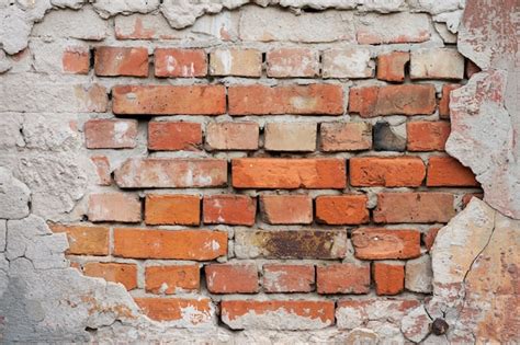 Viejo Muro De Ladrillo Rojo Yeso Pelado De La Pared Foto Premium