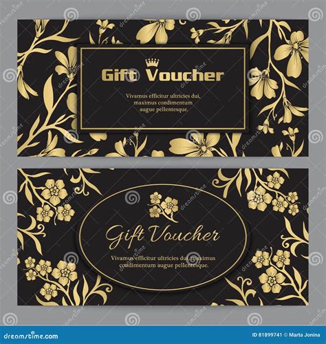 Gift Voucher Template With Floral Pattern Stock Illustration