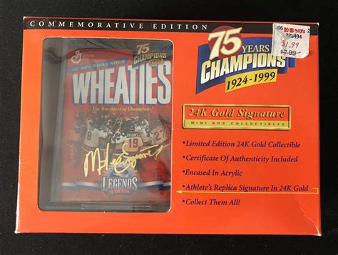 Mini Wheaties Box 75 Years Of Champions 24K Gold Signature Mike