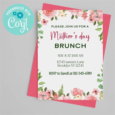 Digital Mother S Day Brunch Invitation Editable Mother S Day Party Invite Mother S Day Instant