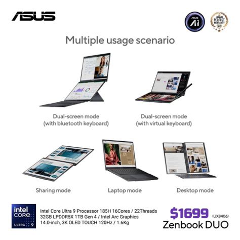 Asus Zenbook Duo Ux Ma Dual Screen Laptop With Ai Salary