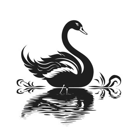 Premium Ai Image A Silhouette Black Swan Is Swimming In The Water