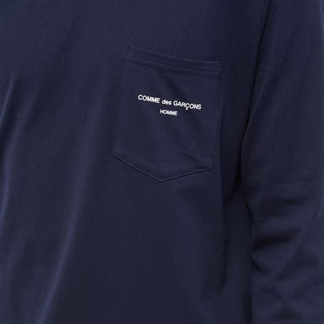 Comme Des Garçons Homme Long Sleeve Logo Pocket T Shirt Navy End Us