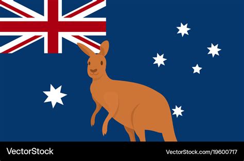 Kangaroo with australian national flag flat design