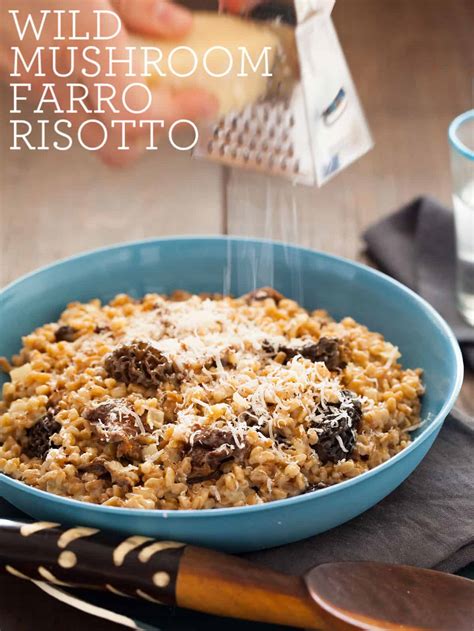 Wild Mushroom Farro Risotto Risotto Recipe Spoon Fork Bacon