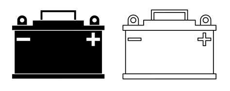 Umriss Silhouette Autobatterie Symbolsatz Isoliert Auf Wei Em