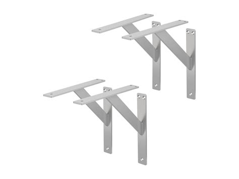 4x Soportes De Estante De Aluminio Plata 240x240mm Para Balda O Repisa