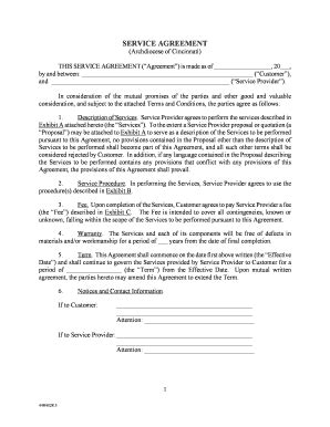 Fillable Online Catholiccincinnati Service Agreement Form Doc Fax