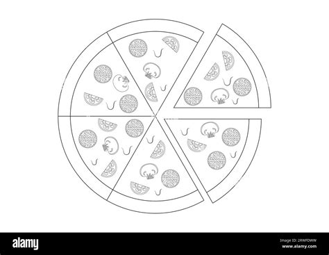 Página Para Colorear De Un Diseño Plano De Pizza De Queso Pepperoni