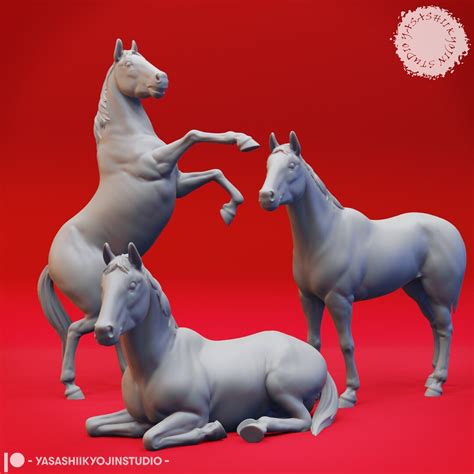 Horse Set Miniature Horses Miniature for D&D 5e, Pathfinder and Other ...