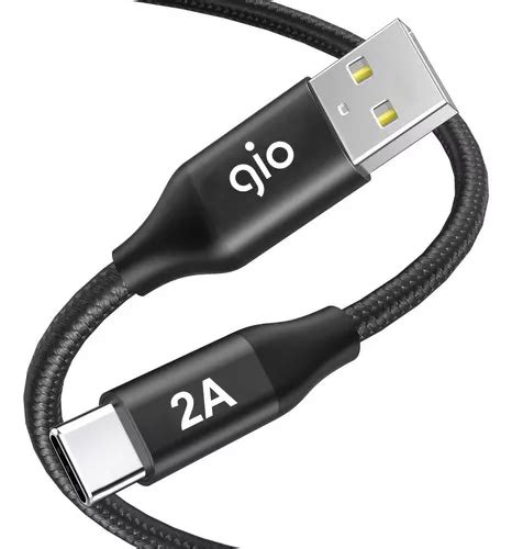 Gio Cable De Carga Y Datos 2a Usb A Tipo C Nylon 1 5m Color Negro