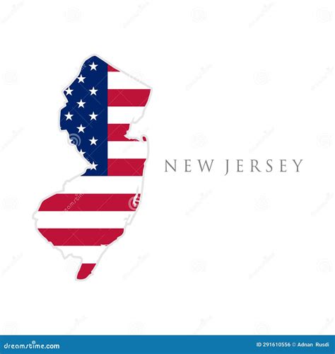 Shape Of New Jersey State Map With American Flag Vector Illustration