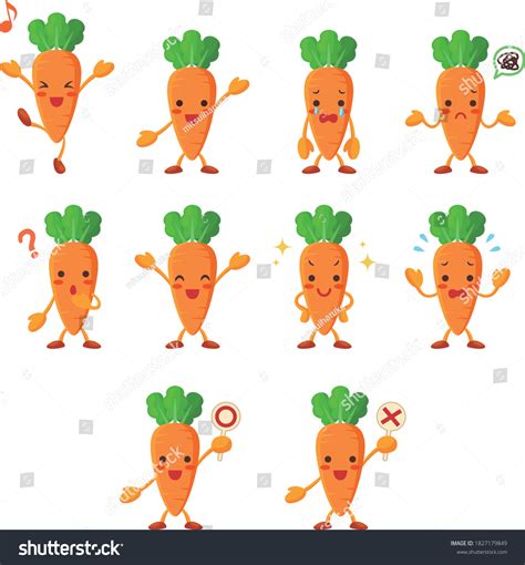 Illustration Summary Cute Carrot Characters Stock Vector Royalty Free