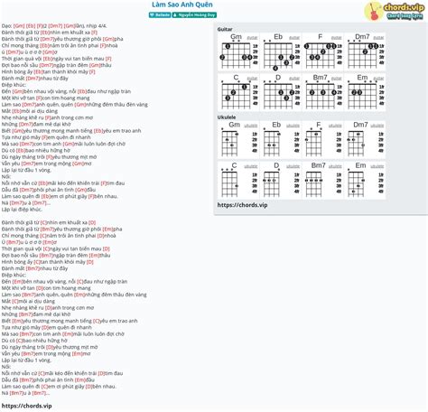 Chord Làm Sao Anh Quên Nguyễn Hoàng Duy Tab Song Lyric Sheet Guitar Ukulele Chords Vip