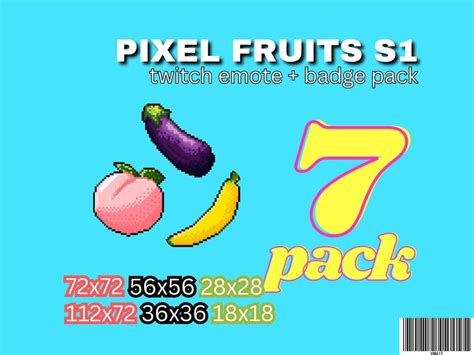 Fruits In Retro Pixel Art Twitch Emotes Pack And Sub Badges Pixel