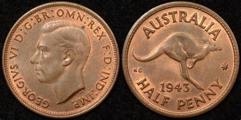 Australia M Half Penny Uncirculated The Purple Penny