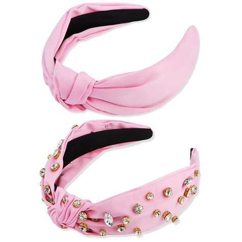 Velscrun 2pcs Pink Knotted Headbands For Women Girls Silk