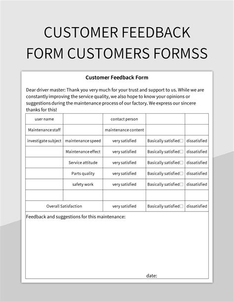 Customer Complaint Feedback Form Excel Template And Google Sheets File