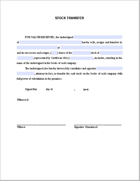 Share Transfer Form Fillable Printable Forms Free Online