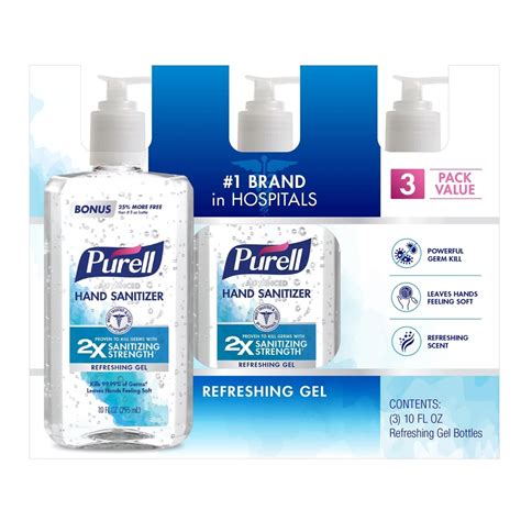 Purell Advanced Hand Sanitizer Refreshing Gel 10 Fluid Ounce Pack Of 3