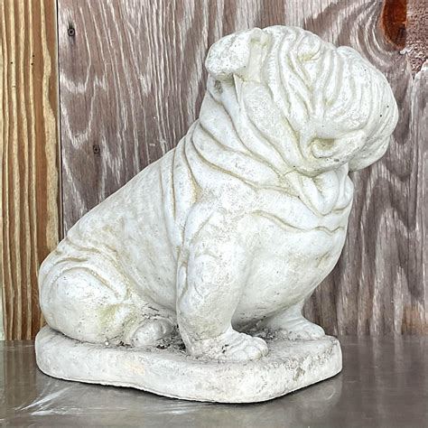 Vintage Boho Cast Cement Bulldog Garden Statue For Sale At 1stdibs