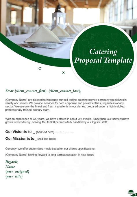 Catering Proposal Template One Pager Sample Example Document