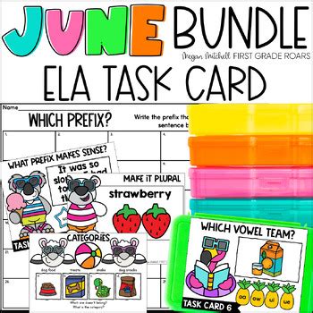 June Ela Task Card Activities Centers Scoot Fast Finishers Morning