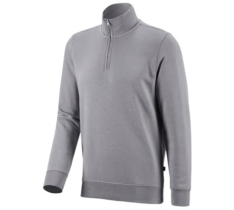 E S Zip Sweatshirt Poly Cotton Platin Strauss