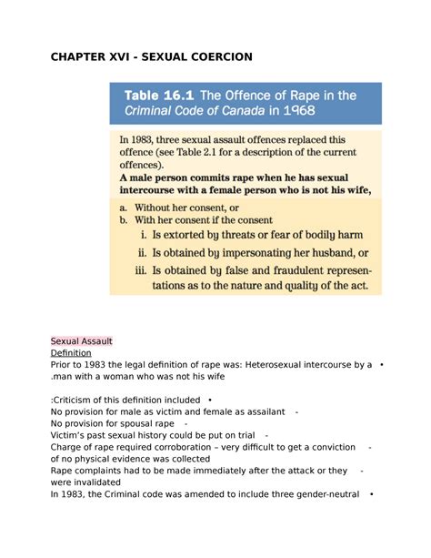 Xvi Sexual Coercion Chapter Xvi Sexual Coercion Sexual Assault