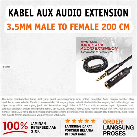 Jual Kabel Aux Audio Extension Mm Male To Female M Black Shopee