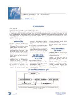 Score De Qualit De Vie Indicateurs Afidtn Score De Qualit