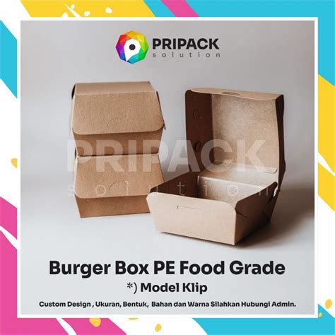 Jual BOX BURGER PAPER BOX KOTAK KUE KEMASAN BURGER BOX DIMSUM