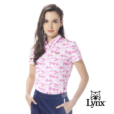 【lynx Golf】女款吸濕排汗滿版潮流迷彩果嶺印花短袖polo衫高爾夫球衫 粉紅色 Pchome 24h購物