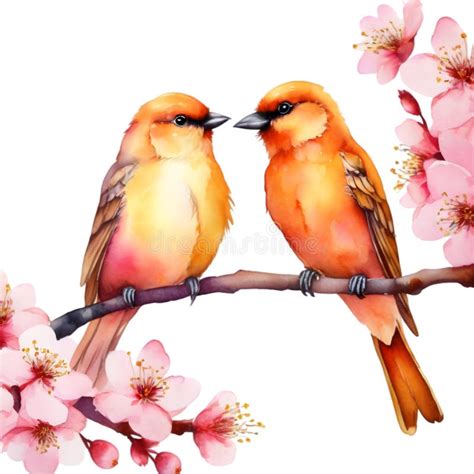 Watercolor Paintings Of Colorful Birds Ai Generated Stock Photo