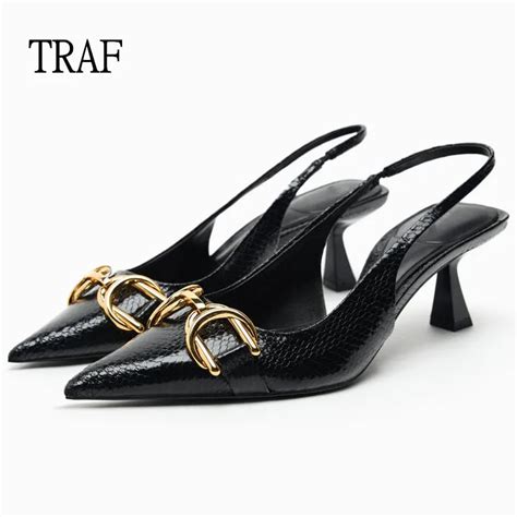 Traf Zapatos De Tac N Alto Para Mujer Calzado Elegante De Cuero