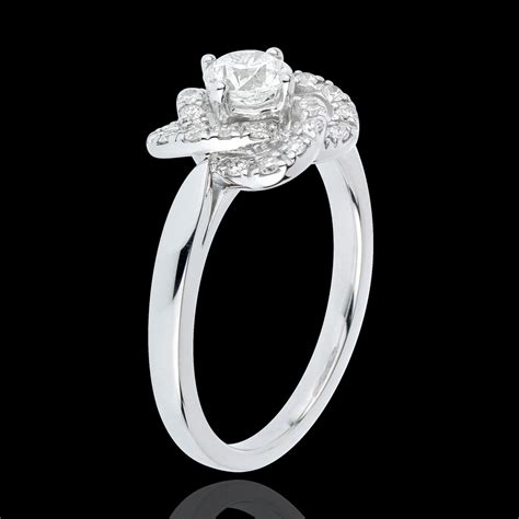 Bague Solitaire Rose De Carat Or Blanc 18 Carats Bijoux Edenly