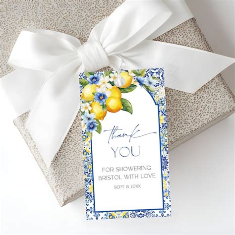 Blue Tile Lemon Bridal Shower Favors Etsy