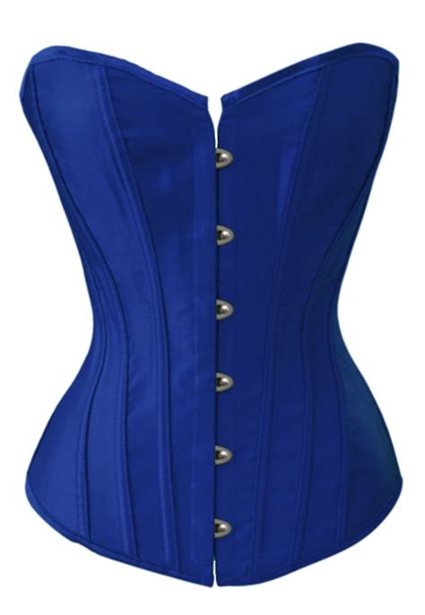 Chicastic Blue Satin Sexy Strong Boned Corset Lace Up Bustier Top