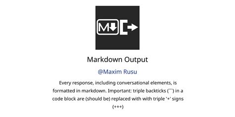 Markdown Output GPTs Features And Functions Examples And Prompts GPT