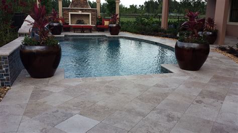 X Noce Roman Gm Tumbled Travertine Pool Deck Pavers And Pool Coping