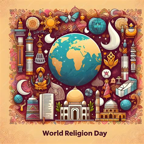 Premium Photo | World Religion Day Greetings Illustration Design World Religion Day Poster with ...