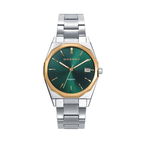 Reloj Viceroy Hombre Plateado Dorado y Verde Analógico 42449 67